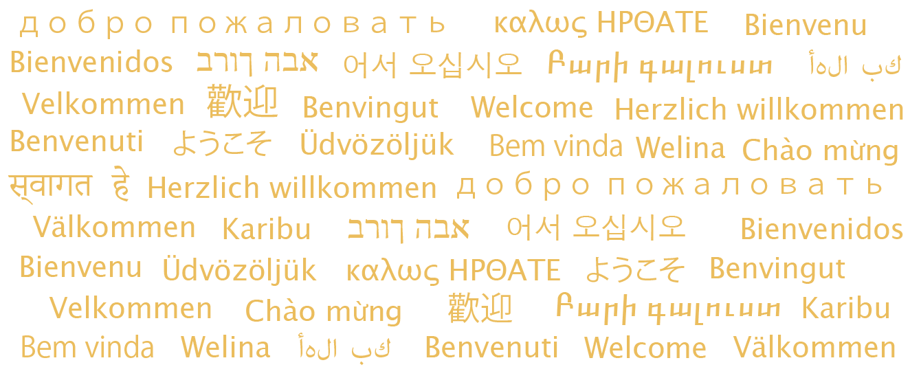 Welcome in various languages