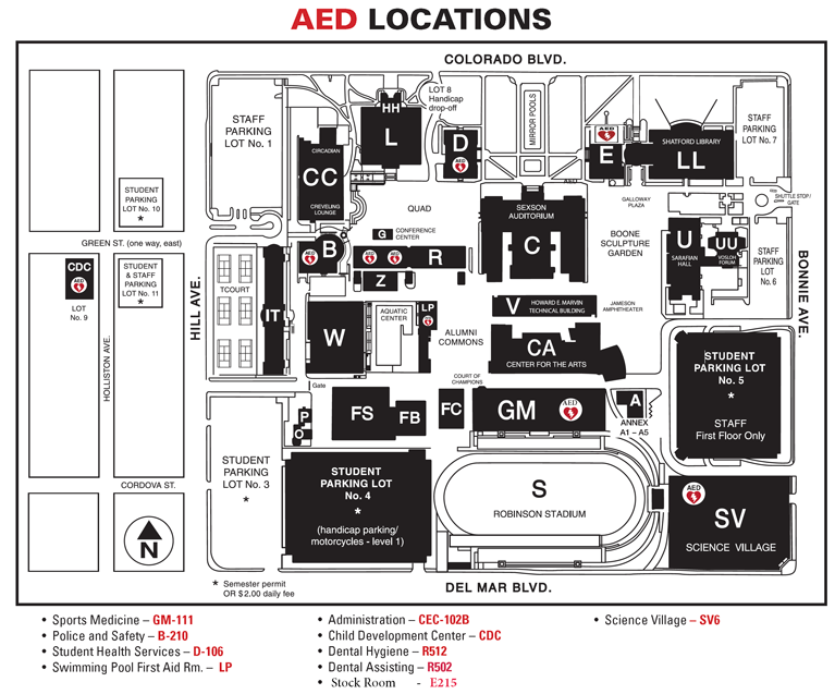 pasadena city college campus map Automated External Defibrillators Aed Locations Police College Safety Pasadena City College pasadena city college campus map